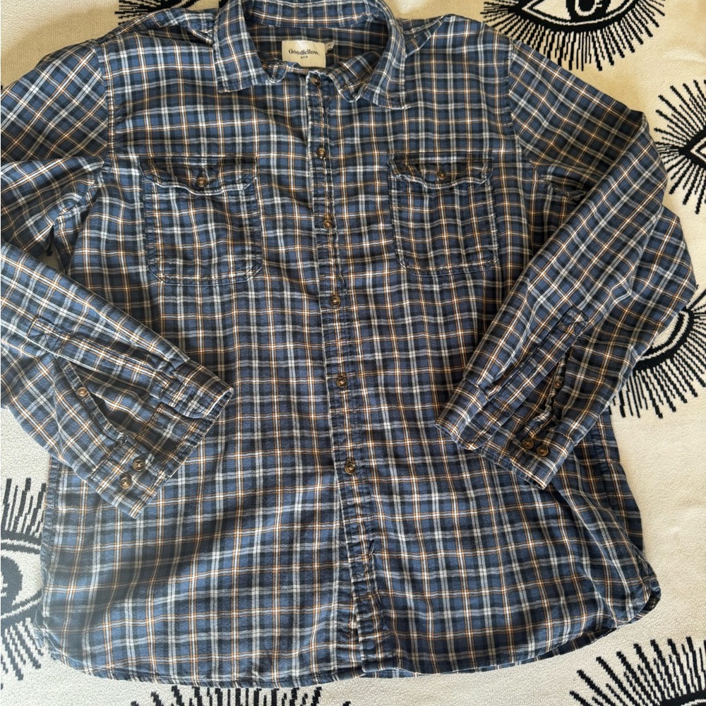 Goodfellow & Co Navy and White Plaid Shirt